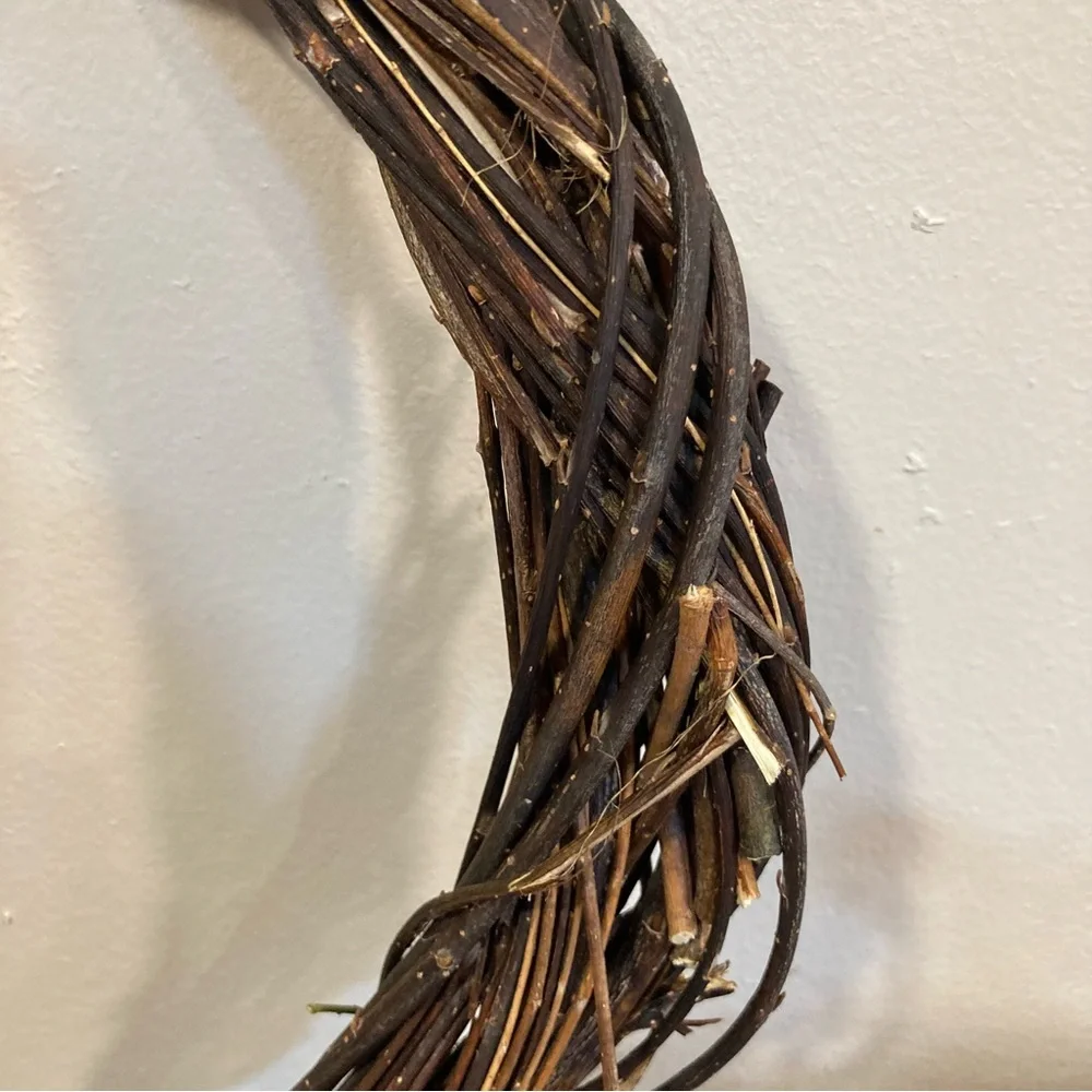 13” Natural Willow & Tallow Berry Wreath Neutral Rustic Decor Handmade Wreath